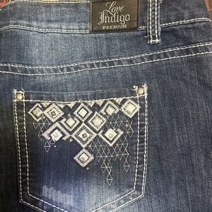 138.  Love Indigo Women's Embroidered Blue Jean Shorts